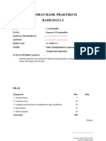 LAPORAN HASIL PRAKTIKUM MOD Data Manipulation Language (DML) Fungsi Dan Operator