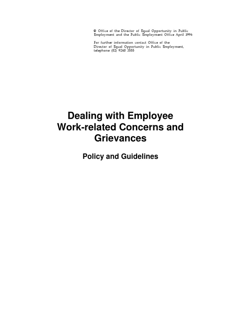 Dealing With Employee Work-Related Concerns and Grievances | PDF