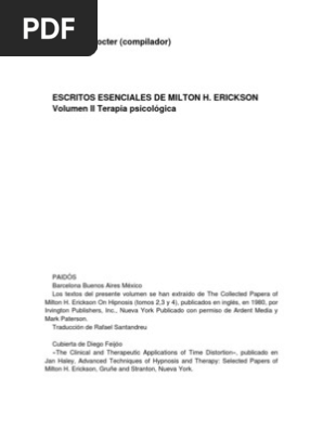 Escritos Esenciales De Milton Erickson Volumen Ii Hipnosis - 