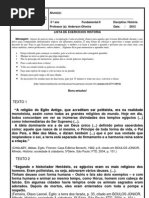 LISTA EXERCICIO HISTORIA 6º ANO RECUPERAÇÃO FINAL