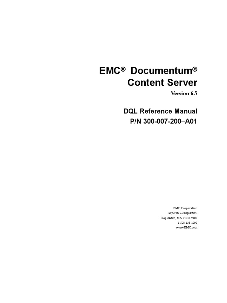 DQL Reference Manual 6.5 | PDF