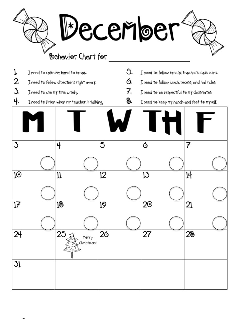 December Student Behavior Chart | PDF | Schools | Social Institutions