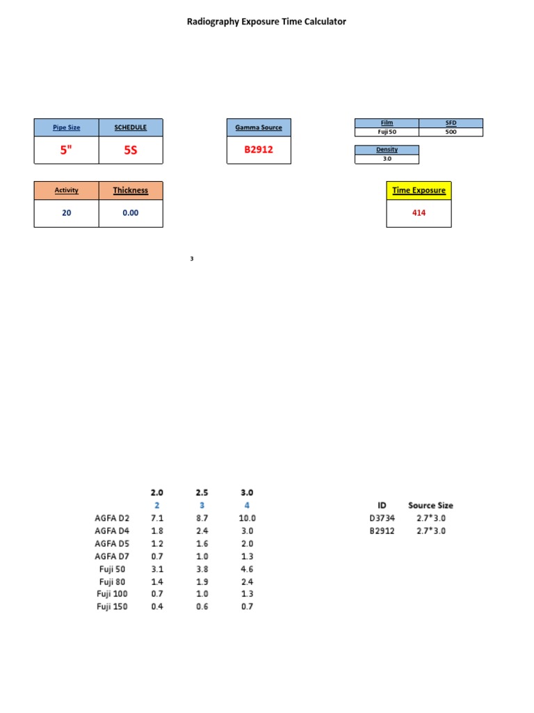 Radiography Exposure Time Calculator PDF Mechanical Engineering