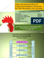Quarantine and Human Health Operational Risk Management Training Program-Train The Trainers (Tot) Course