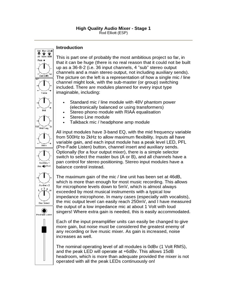 Audio Mixer PDF Amplifier Microphone