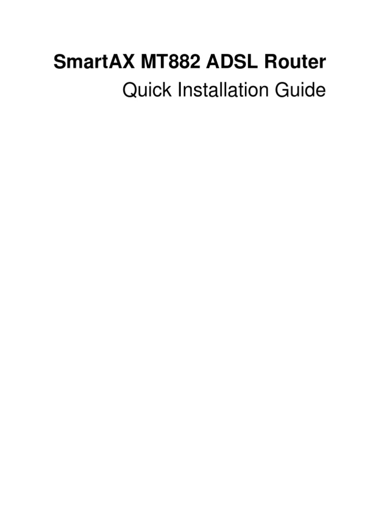 SmartAX MT882 ADSL Router Quick Installation Guide | PDF | Network ...
