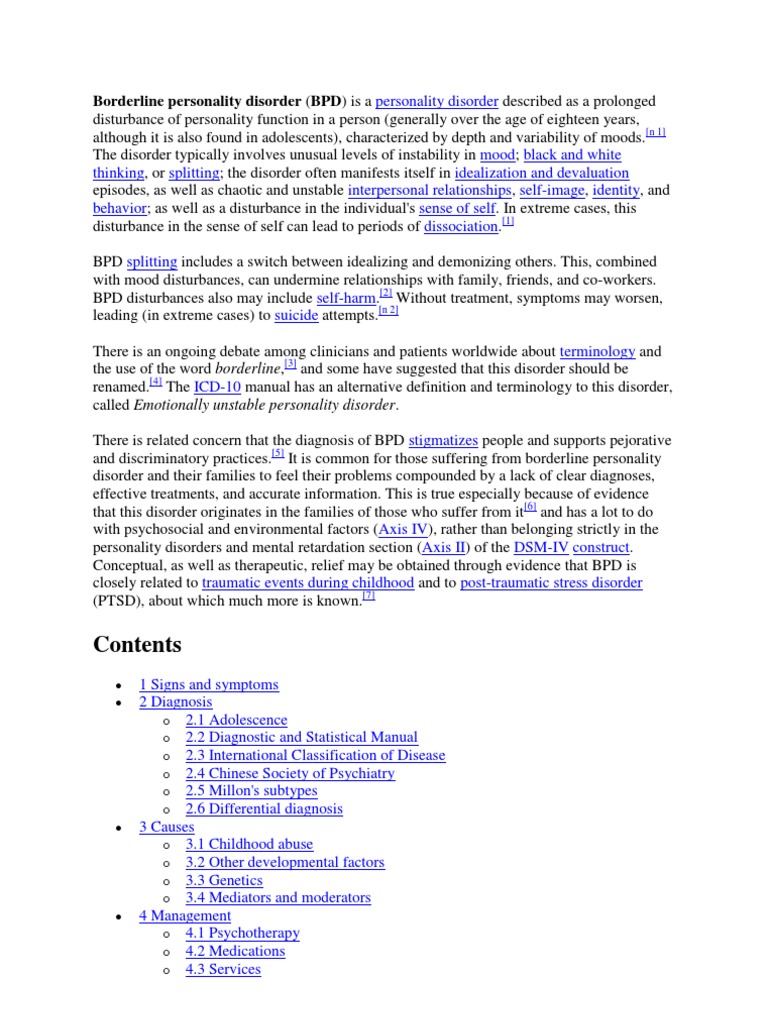 Borderline Personality Disorder | PDF | Borderline Personality Disorder ...