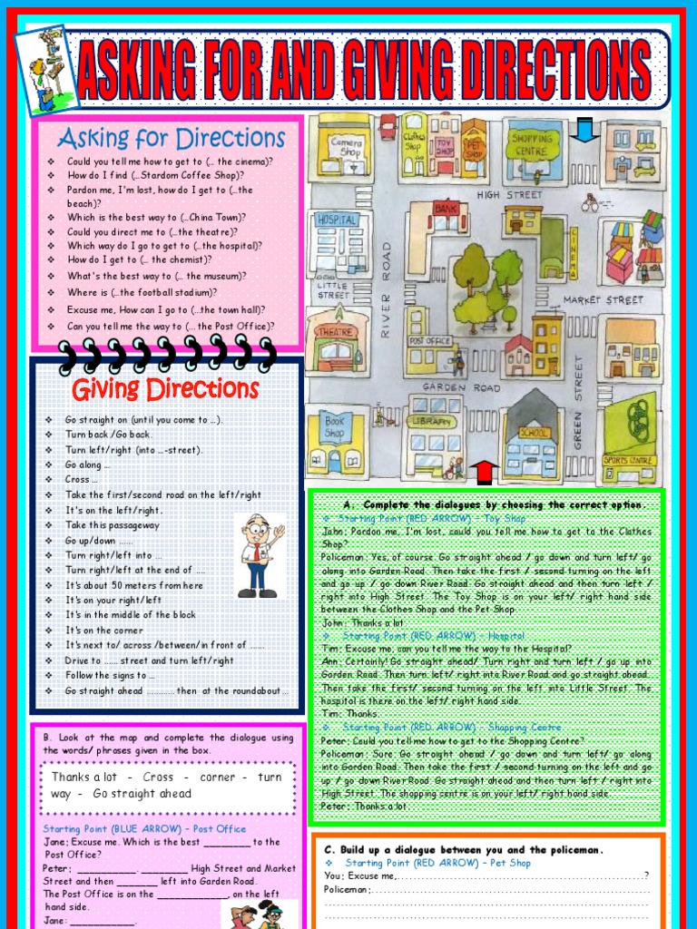Asking and Giving Directions Worksheet | PDF | Leisure | Transport
