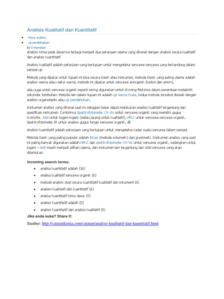 Analisis Kualitatif Dan Kuantitatif