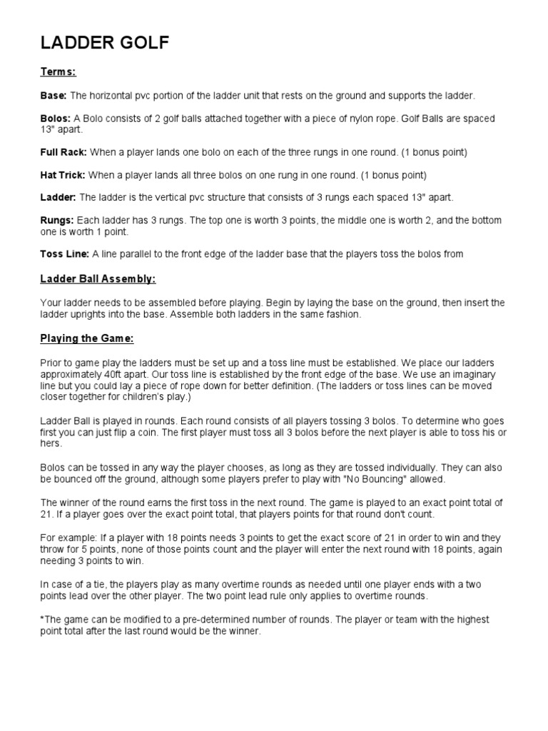 Ladder Golf PDF Sports Gaming