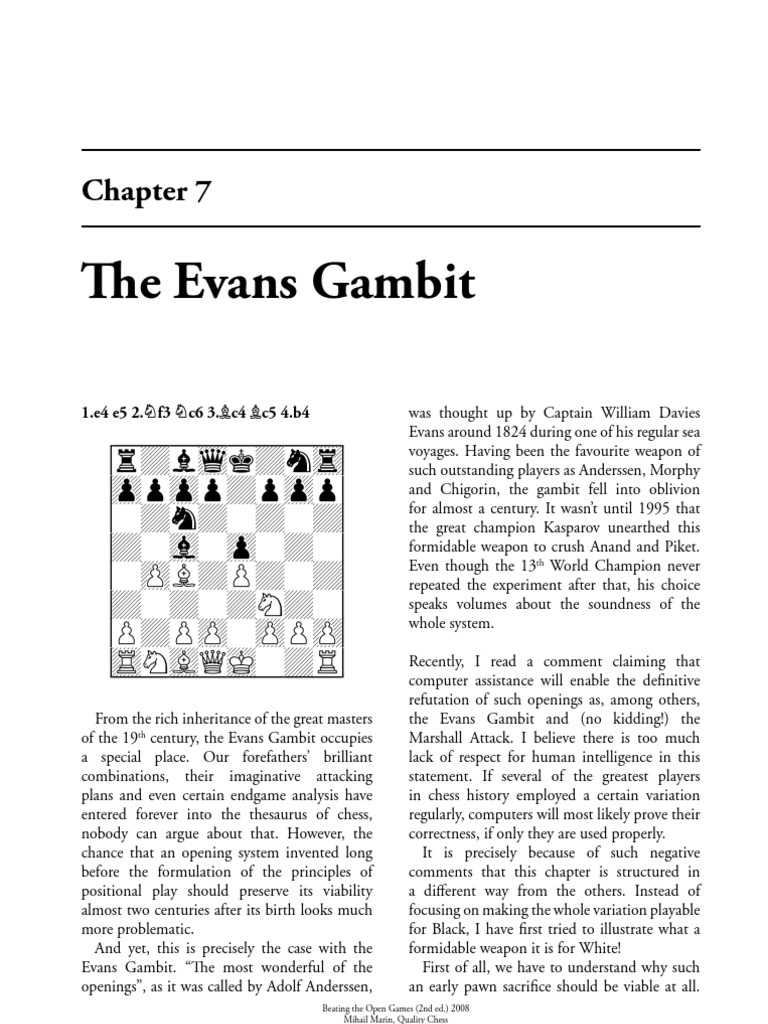 Beating Open Games Evans Gambit Update | PDF | Chess Openings ...