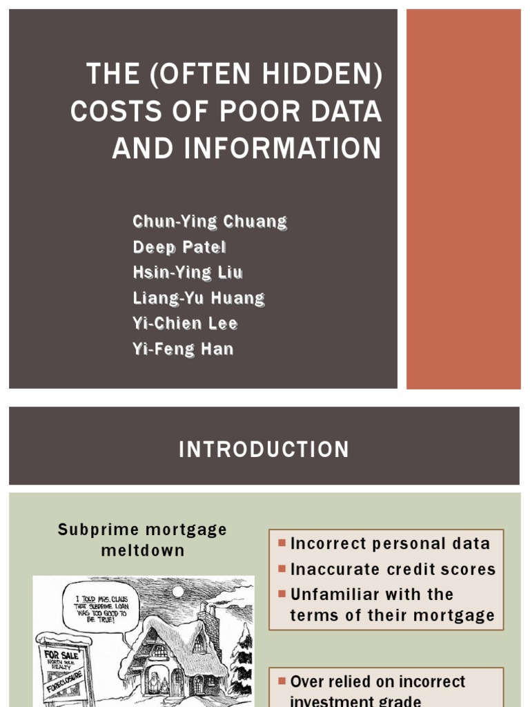 Hidden Costs of Poor Data Quality | PDF | Data | Mortgage Loan