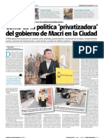 Cómo Es La Política "Privatizadora" Del Gobierno de Macri en La Ciudad