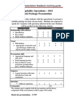 Hospitality Operations Feedback Form Packages - 2012