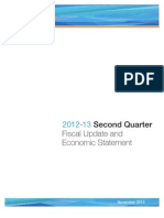 Second Quarter Fiscal Update and Economic Statement: November 2012