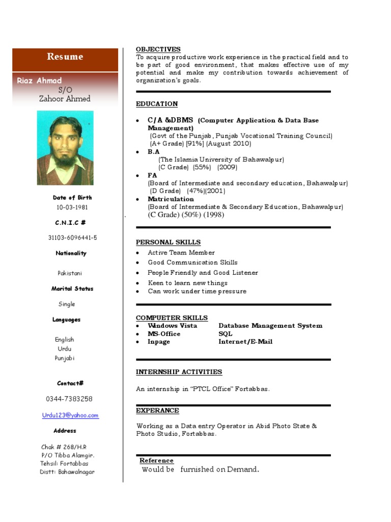 Riaz PIctur CV | PDF