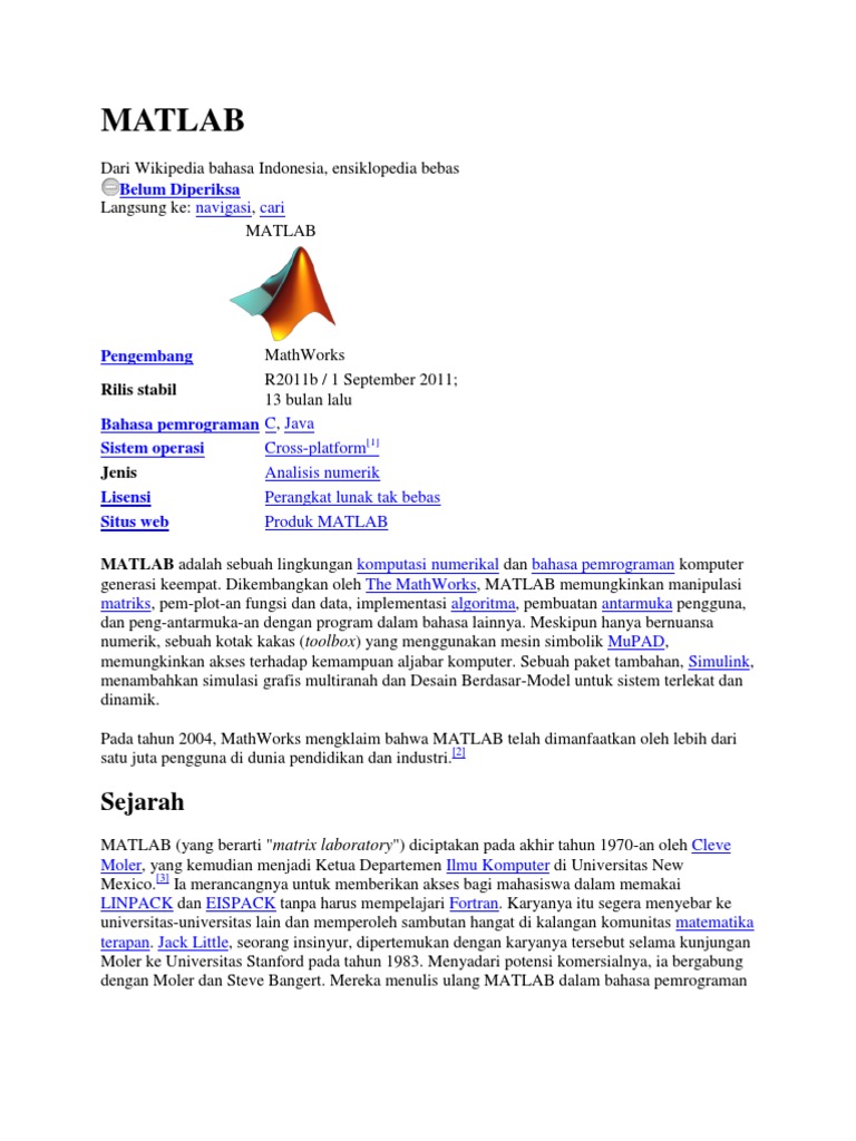 Pengertian Dan Sejarah Matlab | PDF