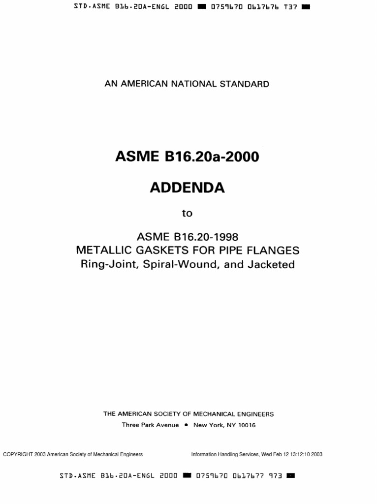 Asme B.16.20 | PDF | Trade Associations | Non Profit Organizations