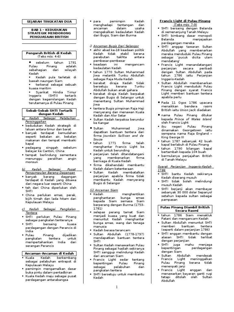 Sejarah Tingkatan 2 Nota Pdf