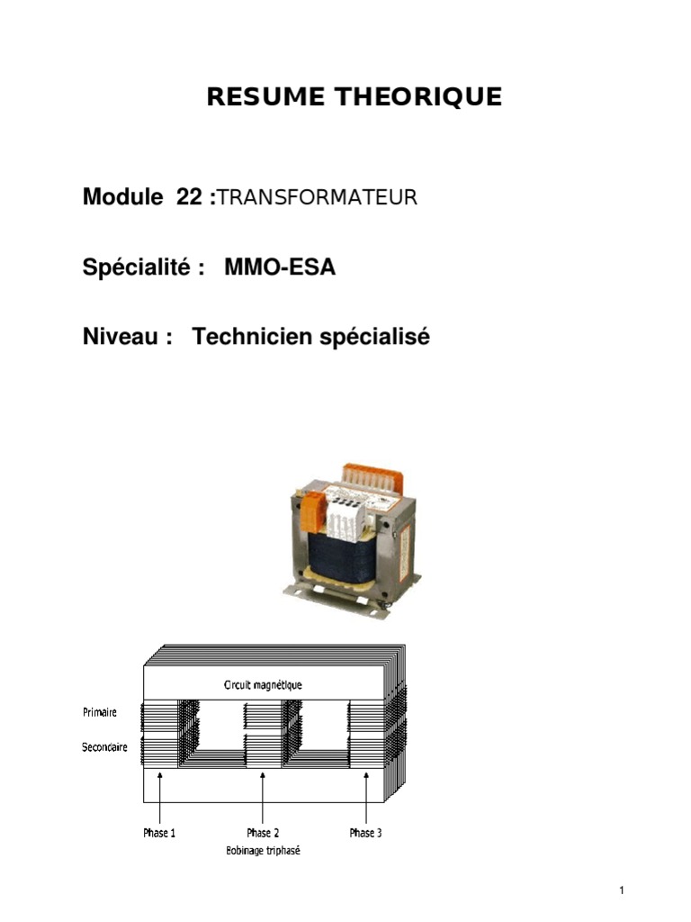 Résumé sur le Transformateur Monophasé | PDF | Puissance (physique ...