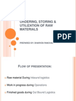 Ordering, Storing & Utilization of Raw Materials