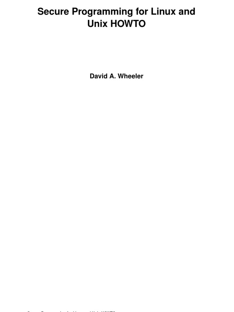 Secure Programs HOWTO PDF | PDF | Linux | Free Software