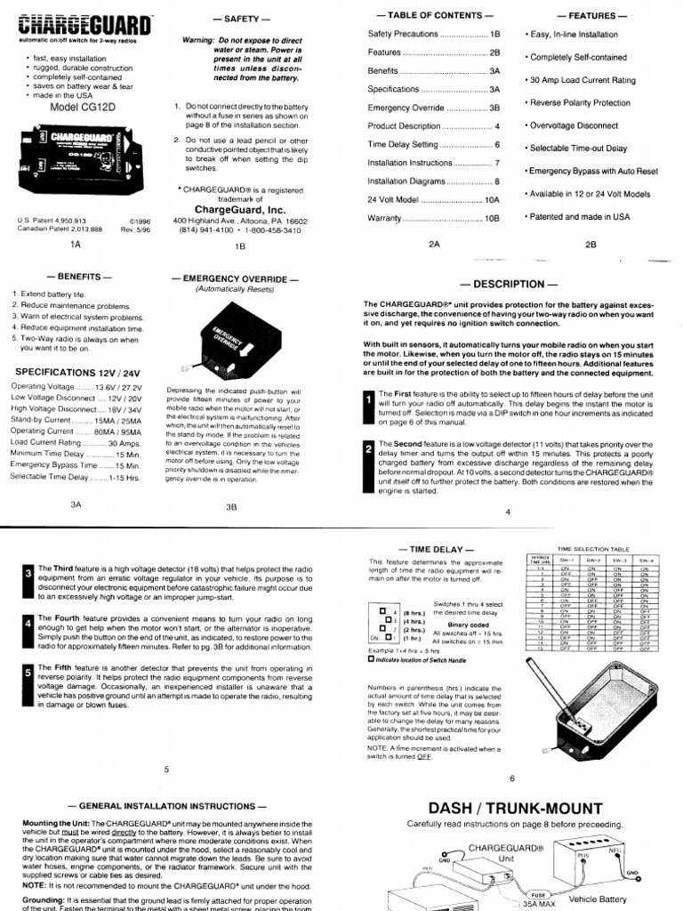 ChargeGuard CG12D Instructions | PDF
