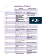 Shooting Script of the One