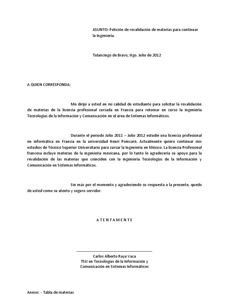 Carta De Homologacion De Materias - About Quotes j