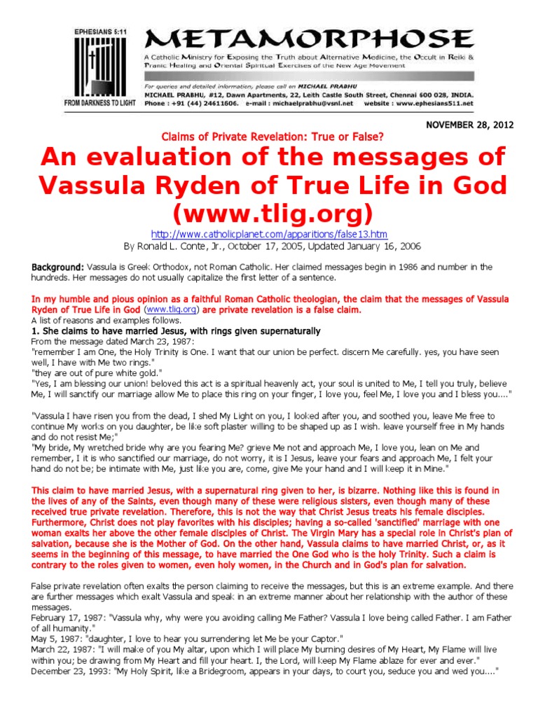 Evaluating Vassula Ryden's Revelations | PDF | Antichrist | Second Coming