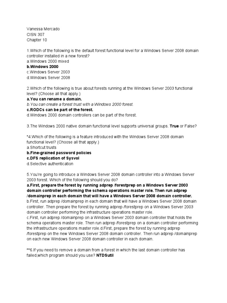 10 Review | PDF | Windows 2000 | Active Directory