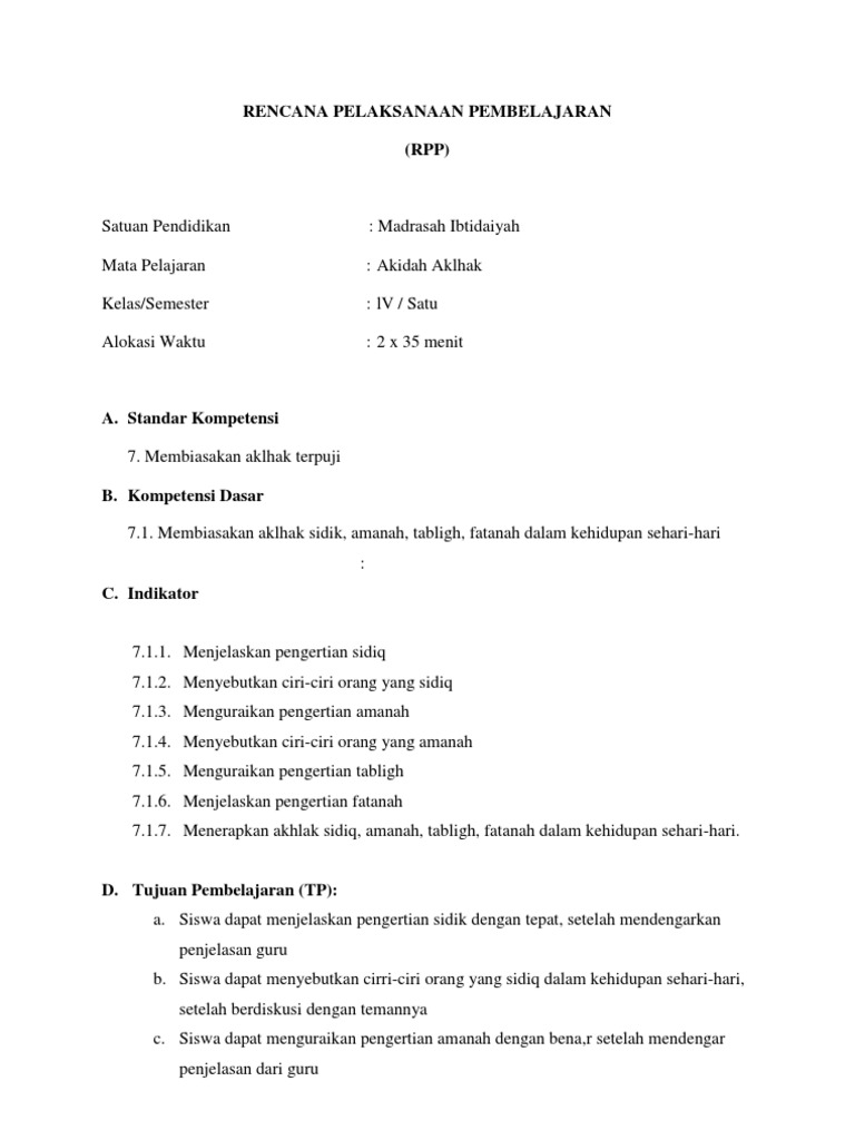 Rpp Instrumen Penilaian Lks Format Media