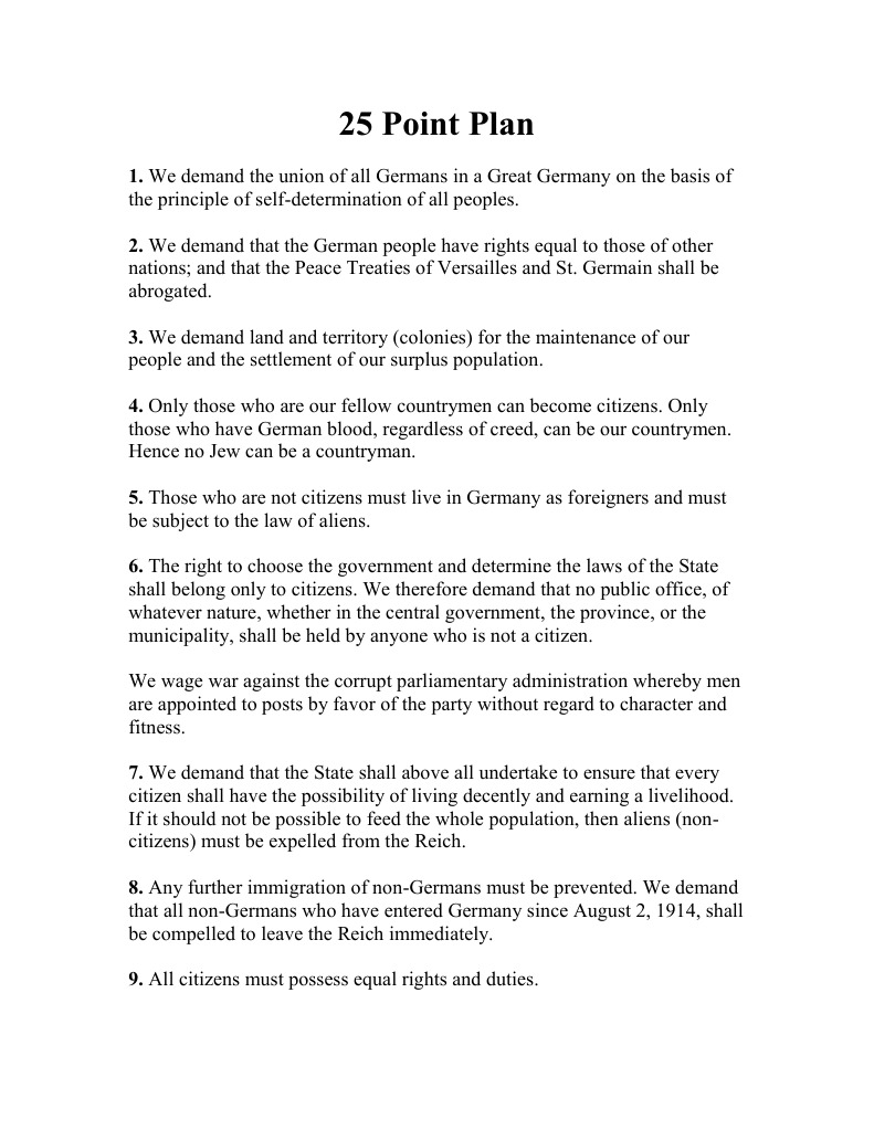 25 Point Plan | PDF | Citizenship | Nazi Germany
