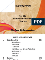 Orientation: Cultural and Heritage Tourism