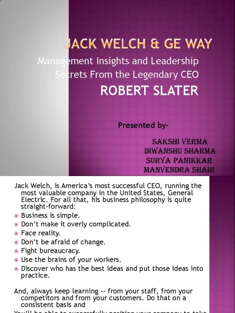 Leadership Lessons From Legendary Ceo Jack Welch Driving Growth And