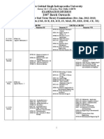 Final B. Tech. - All Branches - Date Sheet December 2012