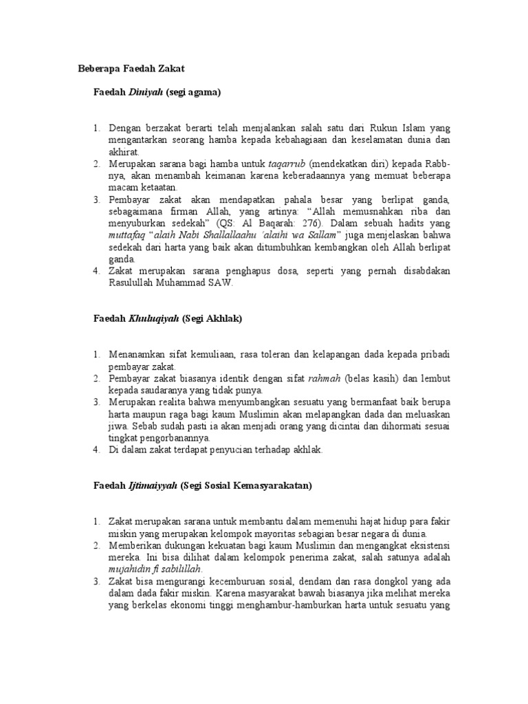 Beberapa Faedah Zakat Pdf