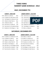 Three Forks Imerys Tournament Game Schedule - 2012: Friday, December 7Th