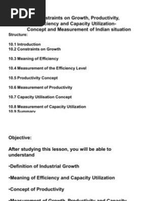 Productivity Efficiency And Capacity Utilisation In Industrial Units Pdf Labour Economics Factors Of Production