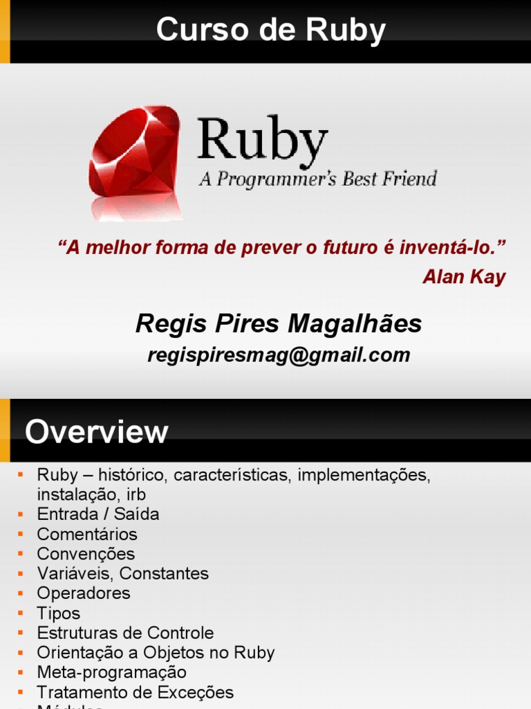 Mini-Curso de Introdução À Linguagem Ruby | PDF | Ruby (linguagem de ...