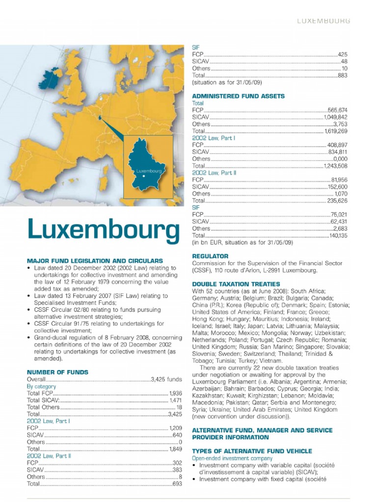 Luxembourg Investment Funds Guide UCITS, SIF, UCI Download Free PDF
