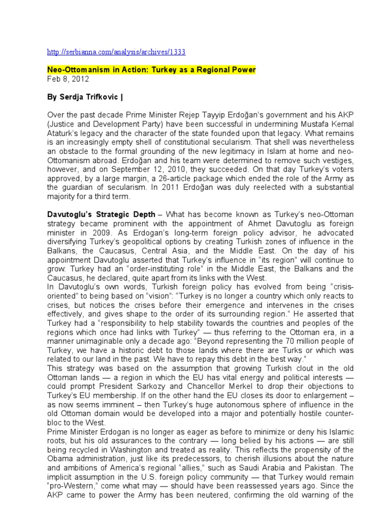 Turkey's Neo-Ottoman Strategy Explained | PDF | Turkey | Recep Tayyip ...