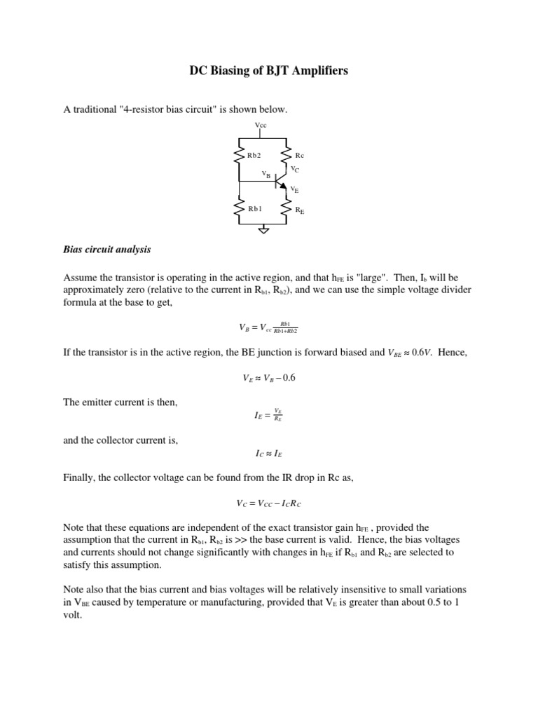 BJT Amplifier DC Biasing Guide | PDF