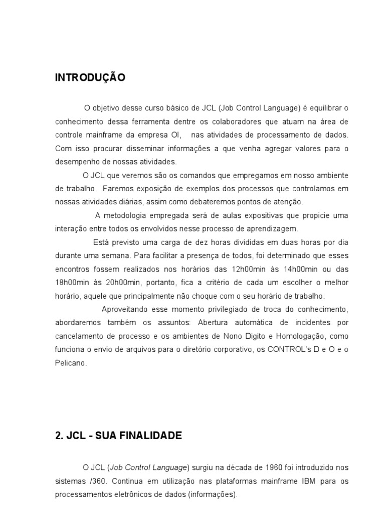 Curso Básico de JCL para Mainframe | PDF | Mainframe | Processo ...