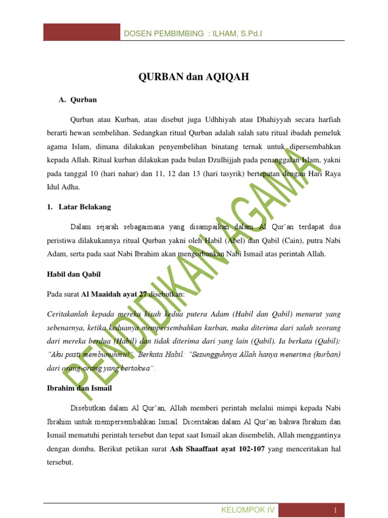 Makalah Pendidikan Agama Qurban