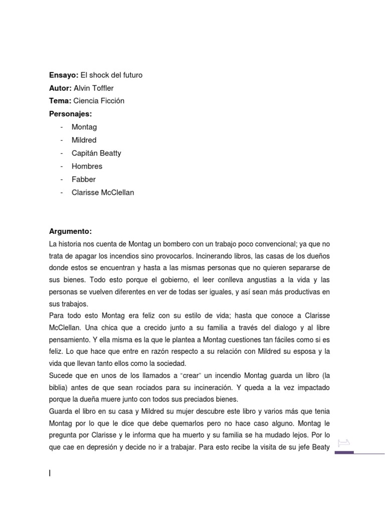 Ensayo El Shock Del Futuro | PDF