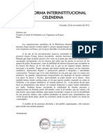 Lettre de La Plateforme Interinstitutionnelle de Celendin - Cajamarca