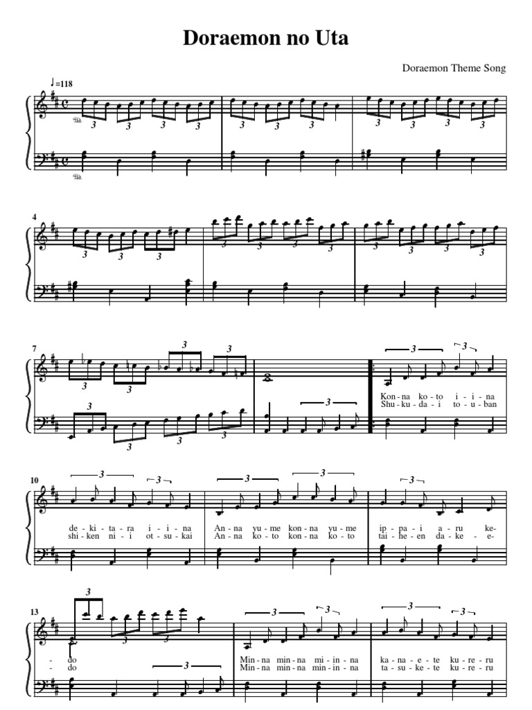 Doraemon Piano Sheet