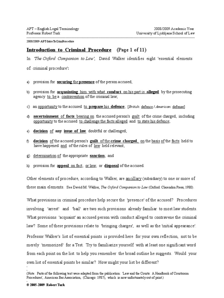 Introduction To Criminal Procedure (Page 1 of 11) : 2008/2009-Apt ...