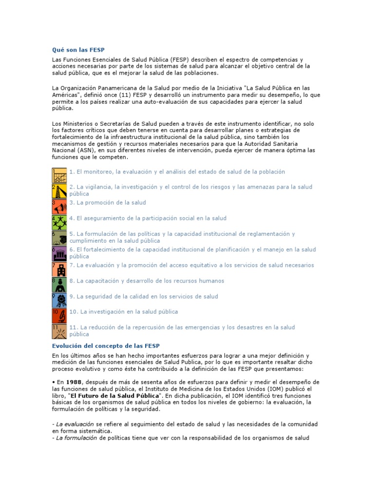 Funciones Esenciales de Salud Pública | PDF | Organización Panamericana ...